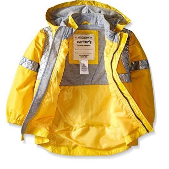 NWT Carter's Boys Rain Jacket POLICE PATROL Coat Reflective Fleece-Lined 12M - Picture 2 of 4